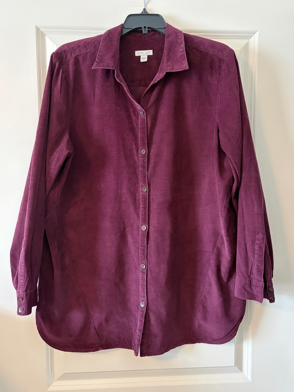 J. Jill Women's Button-Down Corduroy Shirt in Deep Plum